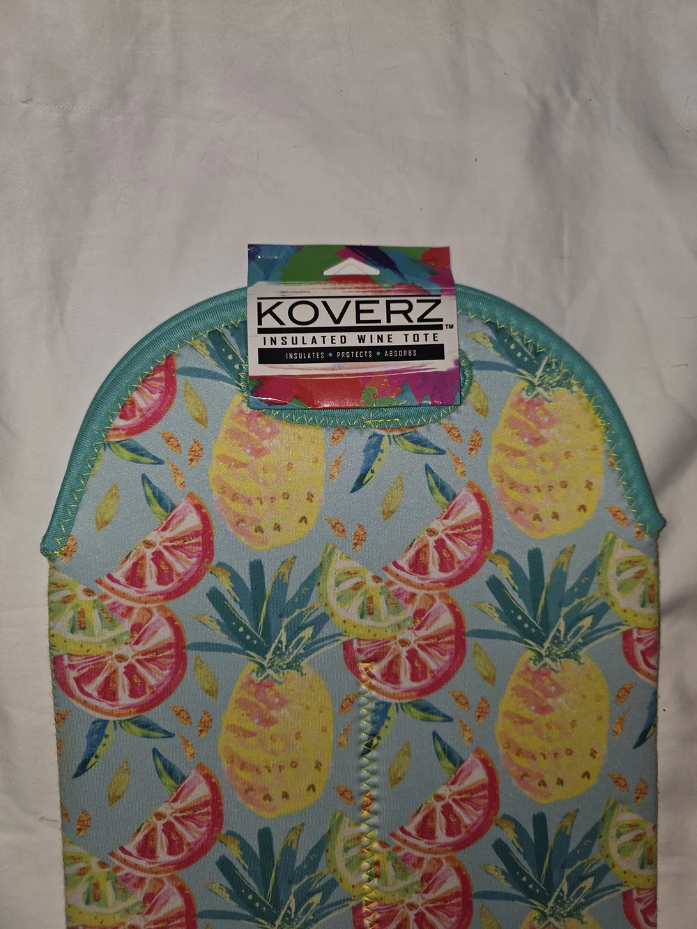 Pineapple & Citrus Insulated Bottle Tote - Light Blue